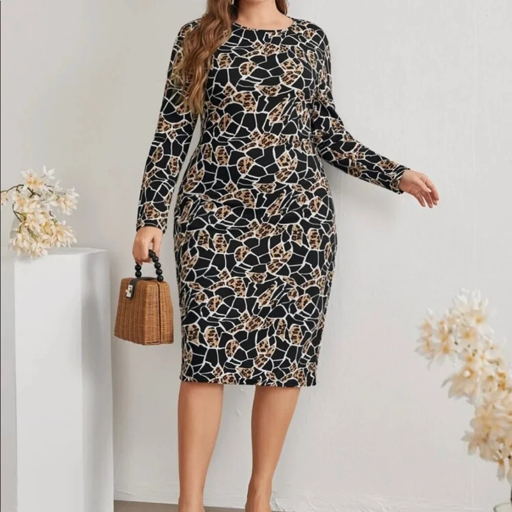 NWOT Animal Print Midi Dress size 14